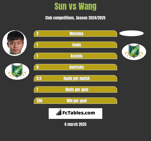 Sun vs Wang h2h player stats