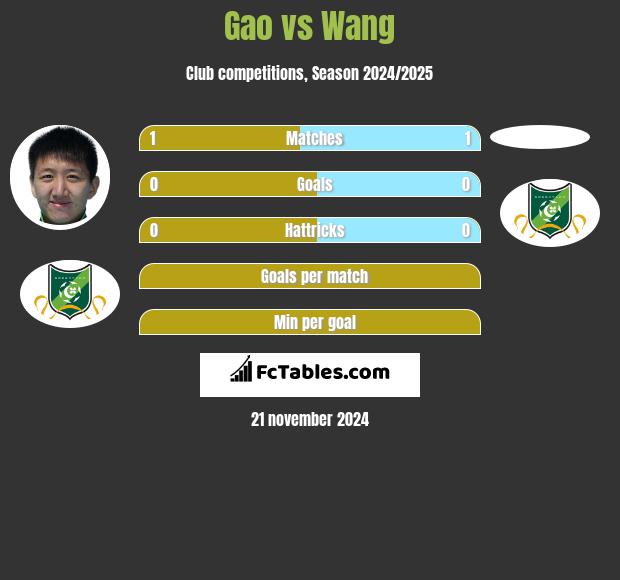 Gao vs Wang h2h player stats