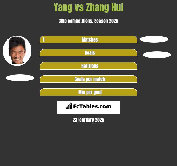 Yang vs Zhang Hui h2h player stats