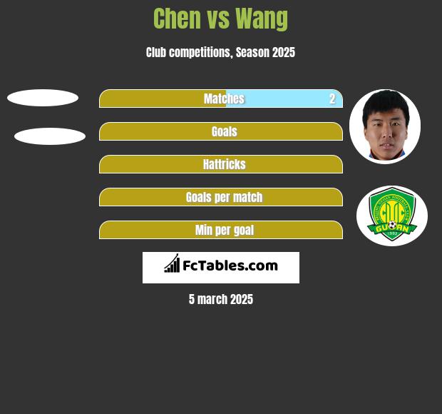 Chen vs Wang h2h player stats