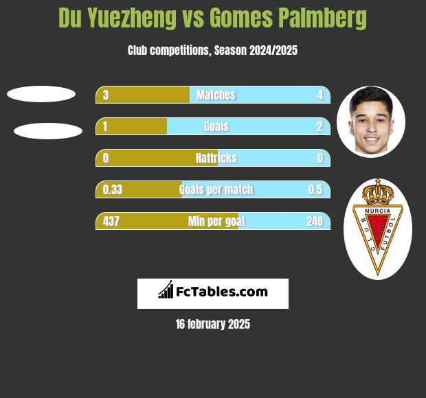 Du Yuezheng vs Gomes Palmberg h2h player stats