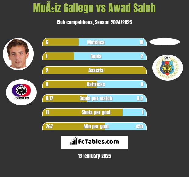 MuÃ±iz Gallego vs Awad Saleh h2h player stats