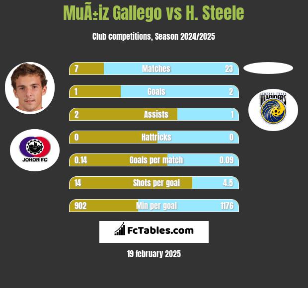 MuÃ±iz Gallego vs H. Steele h2h player stats