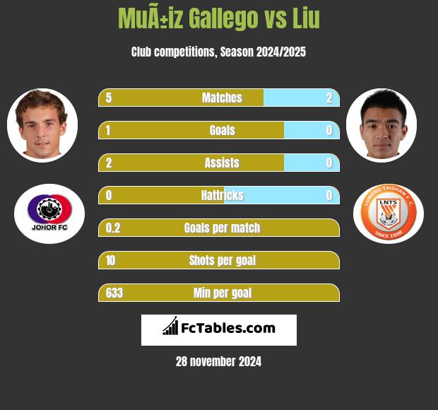 MuÃ±iz Gallego vs Liu h2h player stats