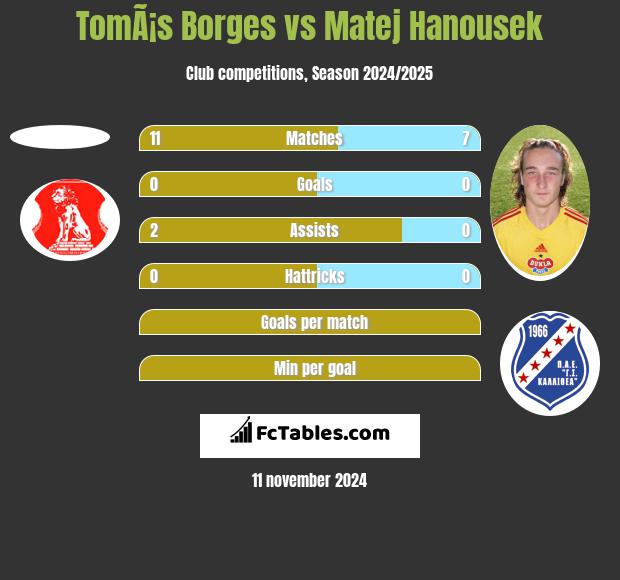 TomÃ¡s Borges vs Matej Hanousek h2h player stats