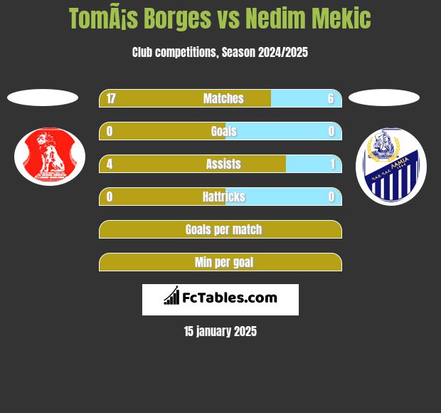 TomÃ¡s Borges vs Nedim Mekic h2h player stats