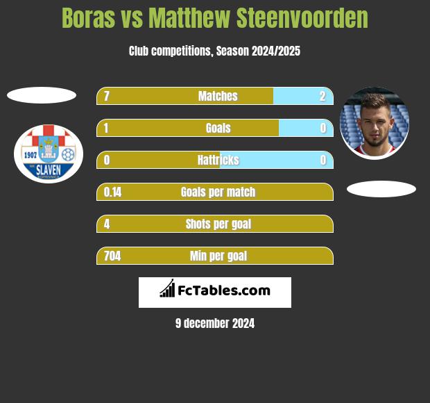 Boras vs Matthew Steenvoorden h2h player stats