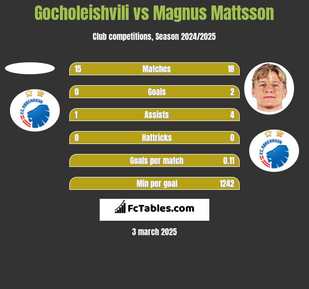 Gocholeishvili vs Magnus Mattsson h2h player stats