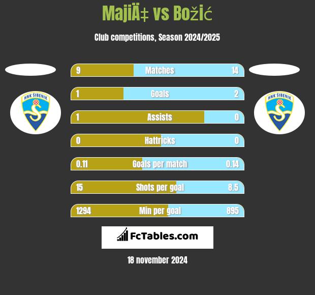 MajiÄ‡ vs Božić h2h player stats