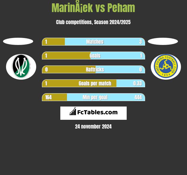 MarinÅ¡ek vs Peham h2h player stats