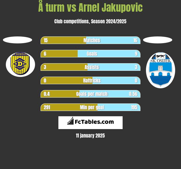 Å turm vs Arnel Jakupovic h2h player stats