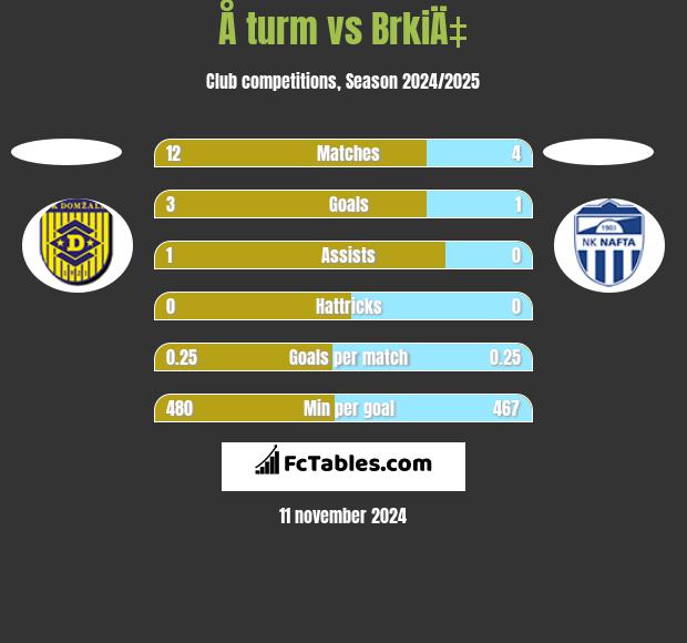 Å turm vs BrkiÄ‡ h2h player stats