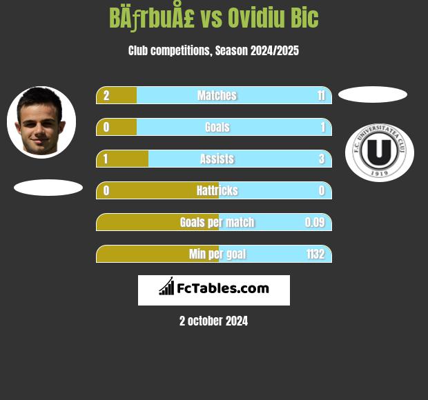 BÄƒrbuÅ£ vs Ovidiu Bic h2h player stats