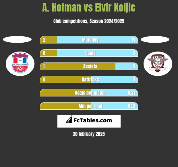 A. Hofman vs Elvir Koljic h2h player stats