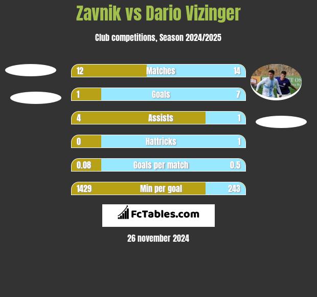 Zavnik vs Dario Vizinger h2h player stats