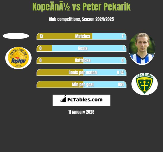 KopeÄnÃ½ vs Peter Pekarik h2h player stats