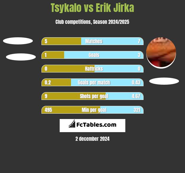 Tsykalo vs Erik Jirka h2h player stats