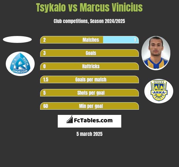 Tsykalo vs Marcus Vinicius h2h player stats