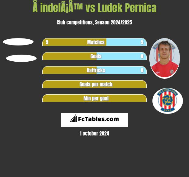 Å indelÃ¡Å™ vs Ludek Pernica h2h player stats