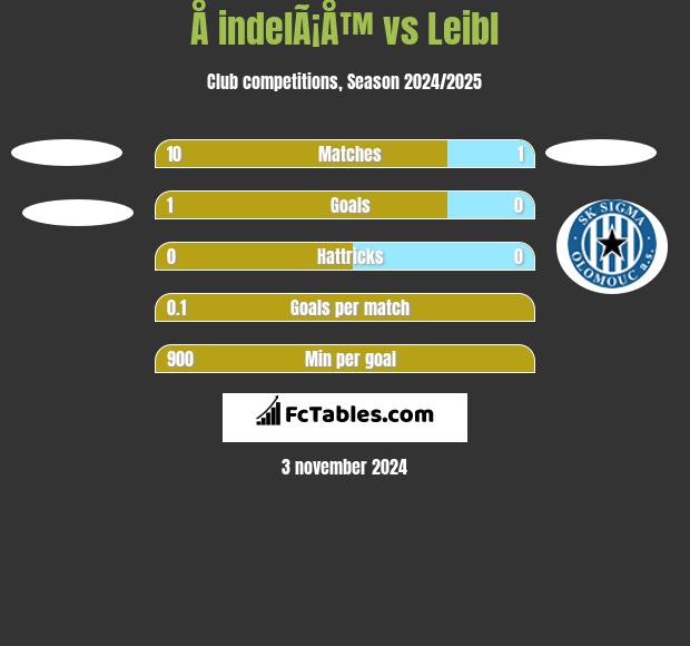 Å indelÃ¡Å™ vs Leibl h2h player stats