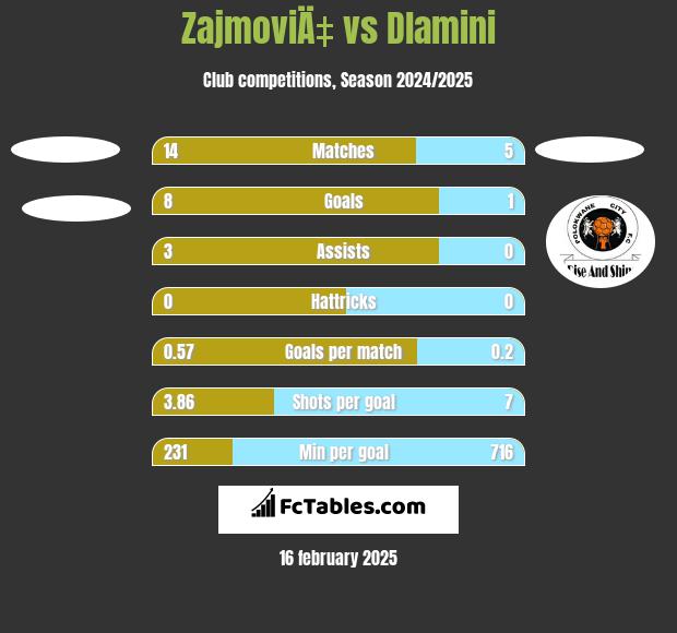 ZajmoviÄ‡ vs Dlamini h2h player stats