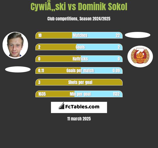 CywiÅ„ski vs Dominik Sokol h2h player stats