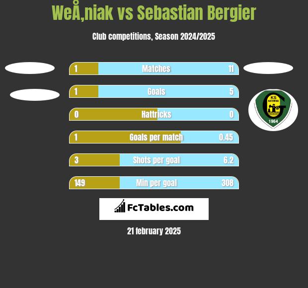 WeÅ‚niak vs Sebastian Bergier h2h player stats