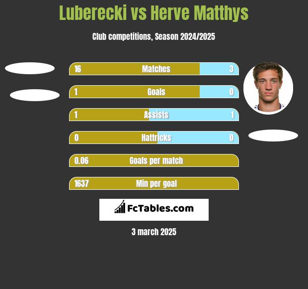 Luberecki vs Herve Matthys h2h player stats