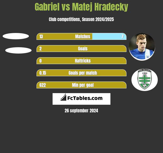 Gabriel vs Matej Hradecky h2h player stats