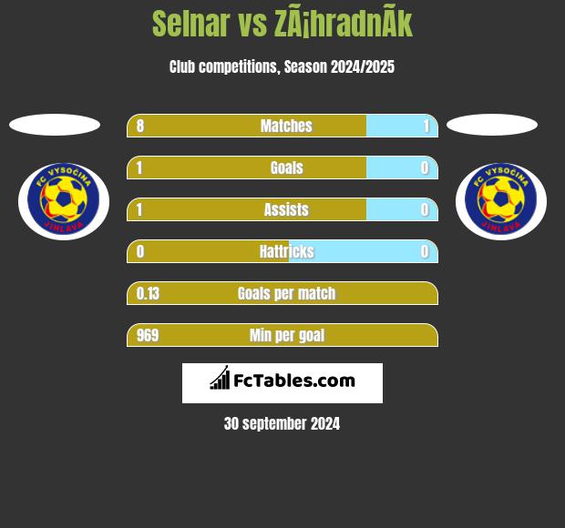 Selnar vs ZÃ¡hradnÃ­k h2h player stats