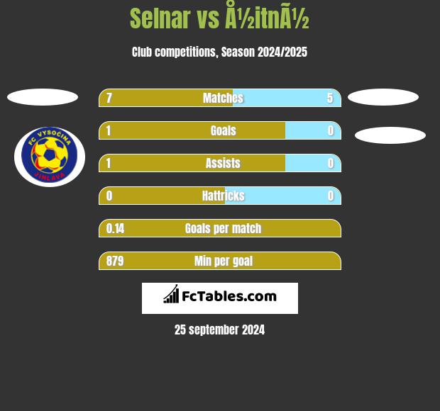 Selnar vs Å½itnÃ½ h2h player stats