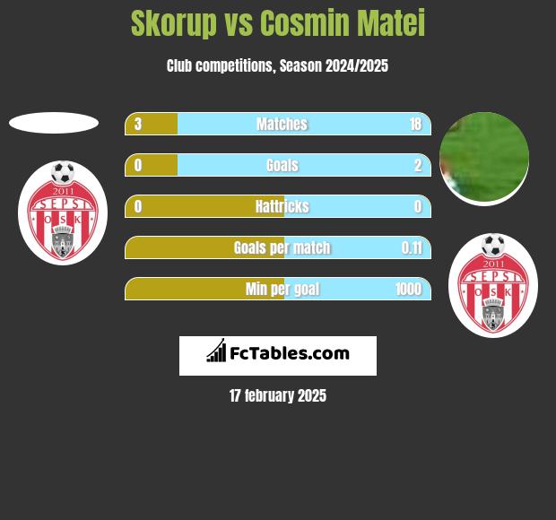 Skorup vs Cosmin Matei h2h player stats