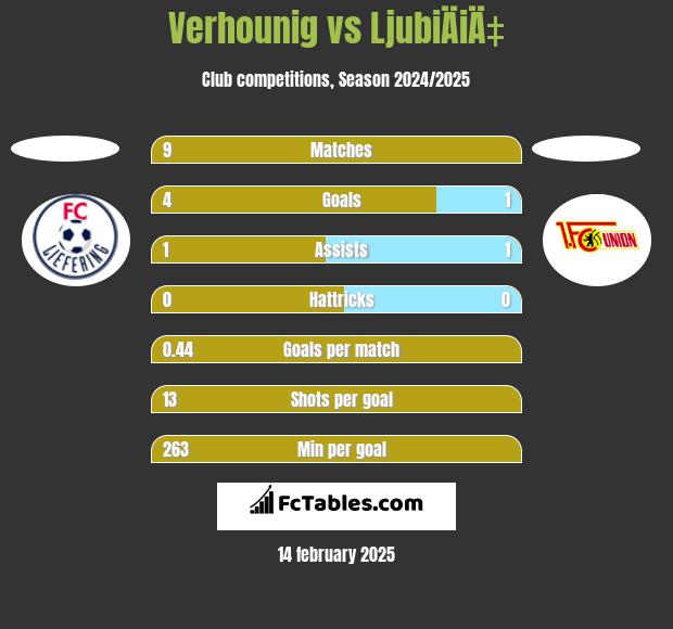 Verhounig vs LjubiÄiÄ‡ h2h player stats