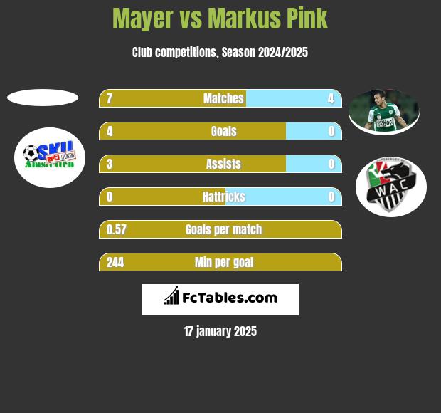 Mayer vs Markus Pink h2h player stats