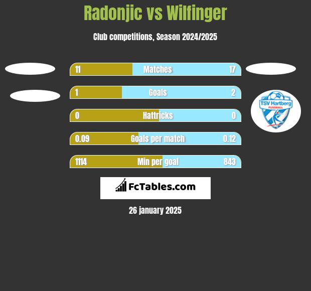 Radonjic vs Wilfinger h2h player stats