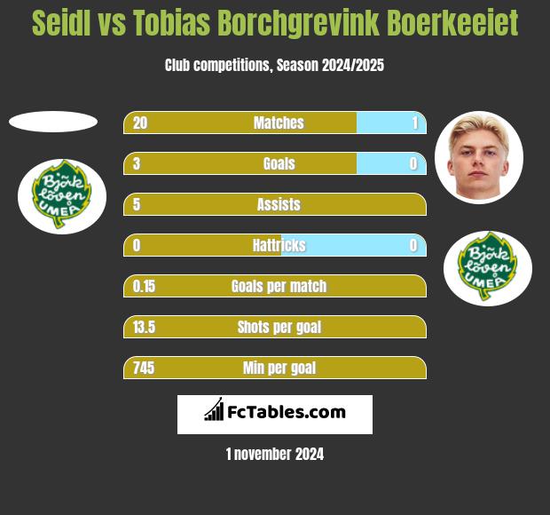 Seidl vs Tobias Borchgrevink Boerkeeiet h2h player stats