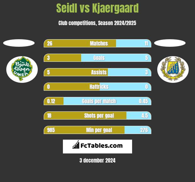 Seidl vs Kjaergaard h2h player stats