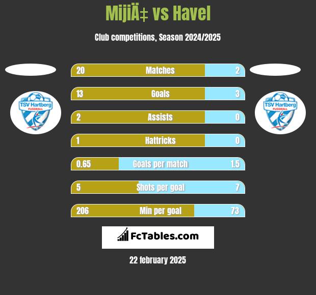 MijiÄ‡ vs Havel h2h player stats