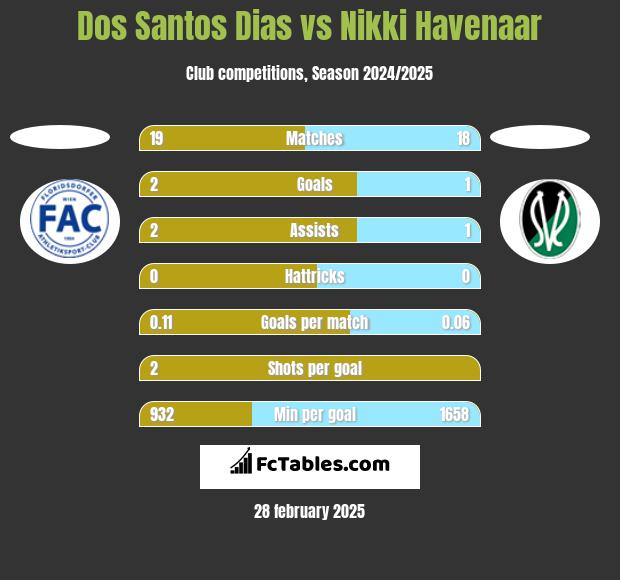 Dos Santos Dias vs Nikki Havenaar h2h player stats