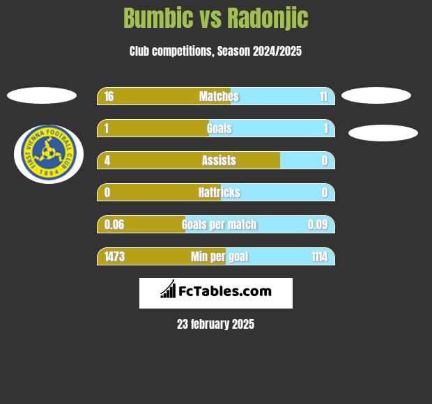 Bumbic vs Radonjic h2h player stats