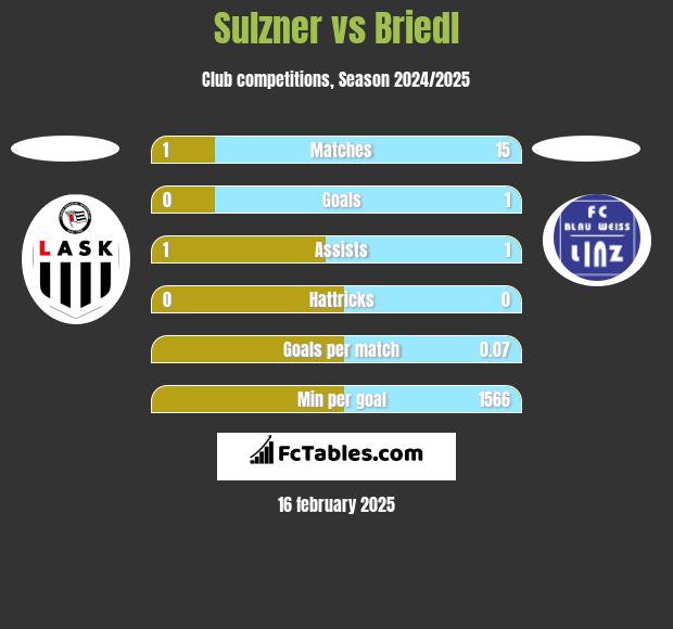 Sulzner vs Briedl h2h player stats