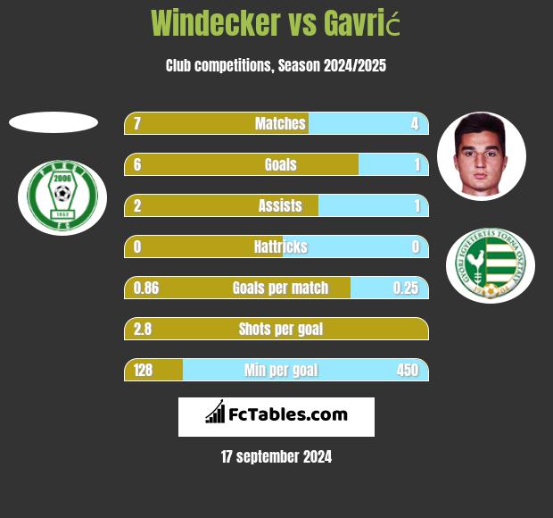 Windecker vs Gavrić h2h player stats