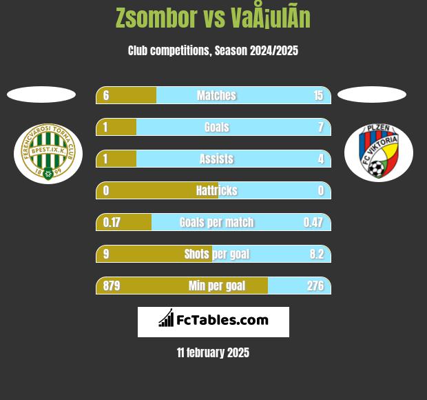 Zsombor vs VaÅ¡ulÃ­n h2h player stats