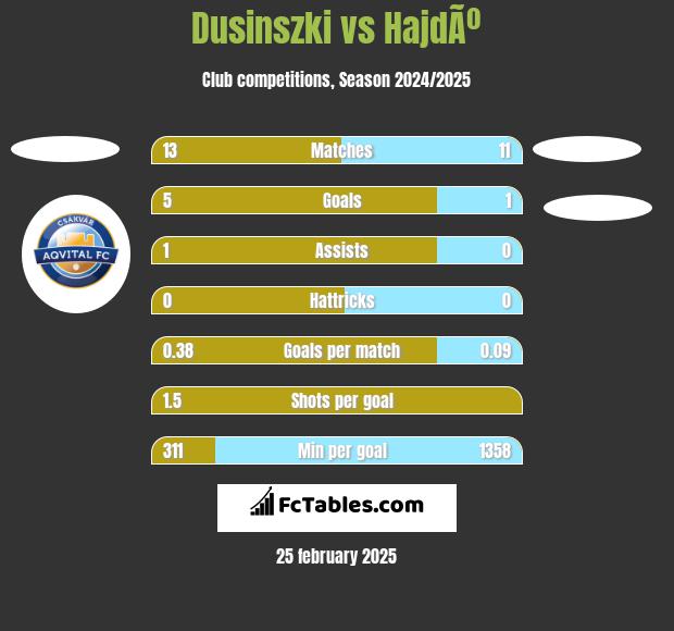 Dusinszki vs HajdÃº h2h player stats