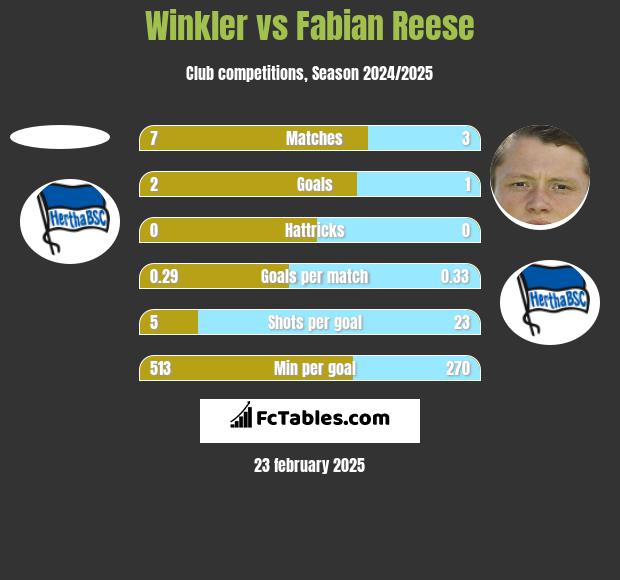 Winkler vs Fabian Reese h2h player stats