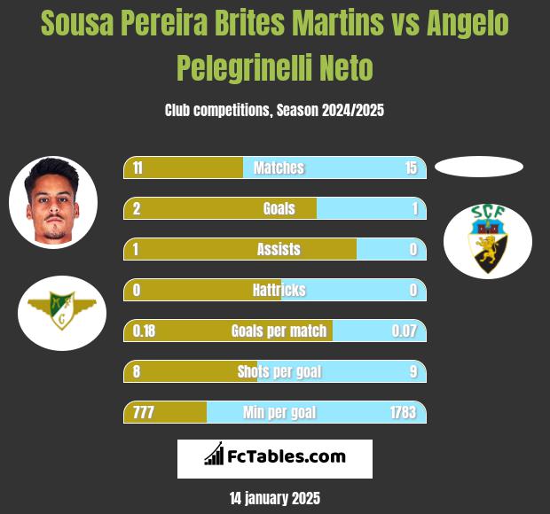 Sousa Pereira Brites Martins vs Angelo Pelegrinelli Neto h2h player stats