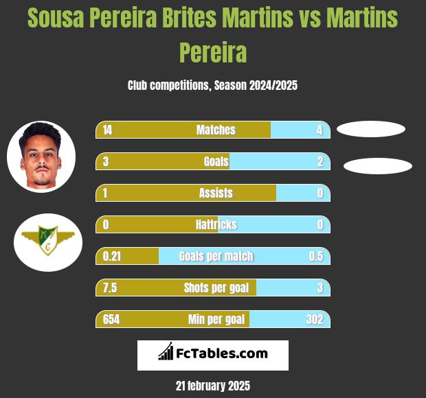 Sousa Pereira Brites Martins vs Martins Pereira h2h player stats