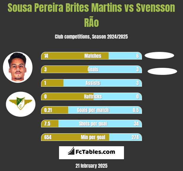 Sousa Pereira Brites Martins vs Svensson RÃ­o h2h player stats