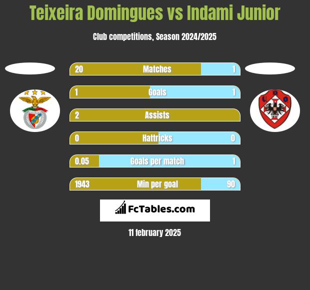 Teixeira Domingues vs Indami Junior h2h player stats