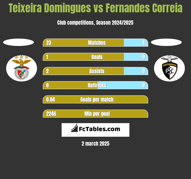 Teixeira Domingues vs Fernandes Correia h2h player stats